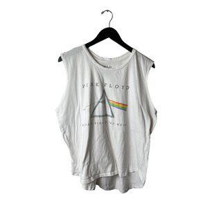 Pink Floyd Tank Top Womens White 3XL XXXL Metallic Band Graphic Muscle Shirt